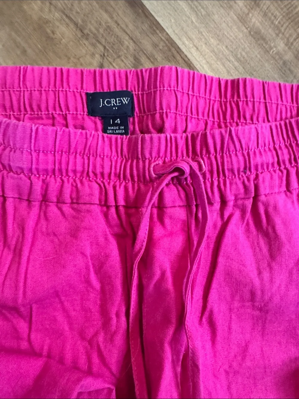J. Crew Bright Hot Pink Cropped Drawstring linen Pants